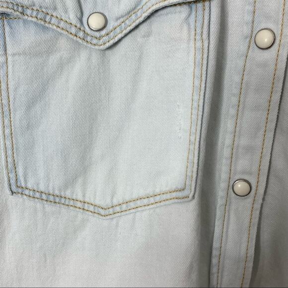 Zara TRF Denim Snap Button-down Chambray Shirt - Picture 5 of 6